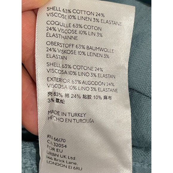 Anthropologie Wanderer Pants Womens 26 Blue Green Zebra Linen Crop High Rise - Picture 4 of 15